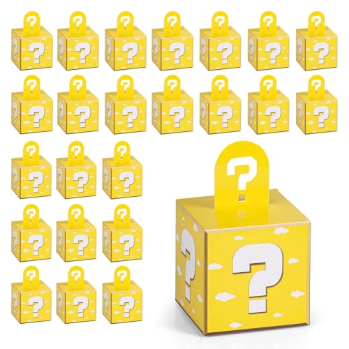Eaezerav 24 Pcs Video Game Theme Party Treat Boxes Mystery Video Game Gift Box with Question Mark Cardboard Snack Candy Boxes for Kids Birthday Party Favors Decorations