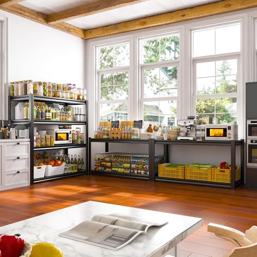 Raybee 40" W Garage Shelving, Storage Shelves 56.9" H, Metal Shelving Heavy Duty Load 1600LBS, Adjustable Metal Shelves for Storage Pantry Kitchen 40" W x 19.1" D x 56.9" H - size: 19.1"D x 40"W x 56.9"H,Black