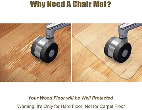 Azadx Office Chair Mat for Hardwood Floor Clear Chair Mat for Easy Glide and Protection Floor Protector for Under Desk Chair Mat Plastic Floor Mat for Office Chair(36" x 48" Rectangle for Hard Floor) - size: 36" x 48'' For Hard Floor