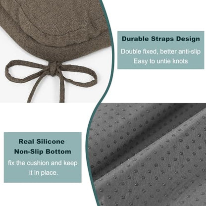 baibu Dining Chair Cushions, Memory Foam Kitchen Chair Cushions, Dual-Layer Patented Design Seat Pads with Ties, 16.5 x 16.5 x 3.5in, Brown, 1PC - color: Brown, size: 1 Count (Pack of 1)