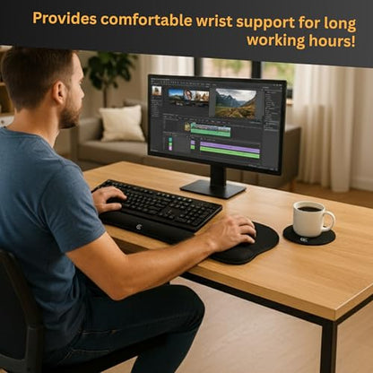 4pc Wrist Rests for Keyboard and Mouse Pad Set - Memory Foam Cushion, Black - Ergonomic Wrists Hand Arm Rest Support for Laptop Computer Desk and Gaming - Carpal Tunnel Syndrome Relief - style: Original