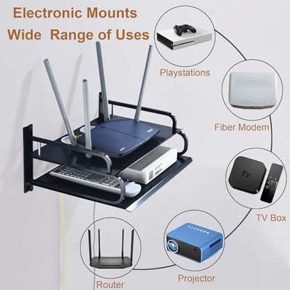 HNVNER Floating AV Shelves,Projector Wall Mount DVD Shelf,Floating Entertainment Center Bracke Under TV for Cable Boxes/Games Console/DVR/TV Accessories (Double Layer) - size: Double Layer