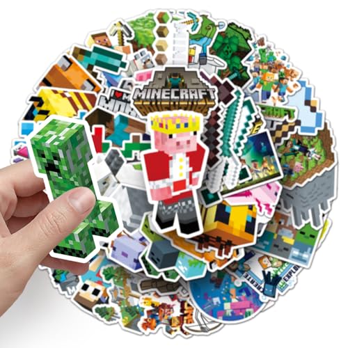 50 Pcs Pixel Miner Style Stickers, Stickers for Water Bottles, Video Game Party Supplies for Teens Mens Gamer Adults