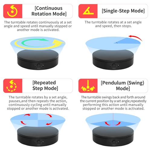 Motorized Rotating Display Stand with Remote, 4.53in 360 Electric Turntable for Display,Photography,3D Scanner Models, Motorized Lazy Susan and Photography Turntable Control Angle/Speed,Step/Swing/Continuous Rotation - size: 4.53inch/Black/11Lbs Load