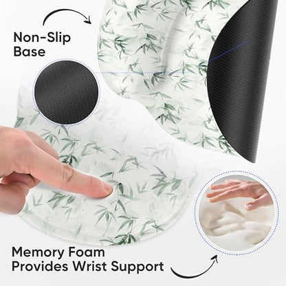RICHEN Ergonomic Mouse Pad with Wrist Support,Non-Slip Rubber Base for Computer Laptop & Mac,Lightweight Rest for Home,Office & Travel (Bamboo Leaf) - color: Bamboo Leaf
