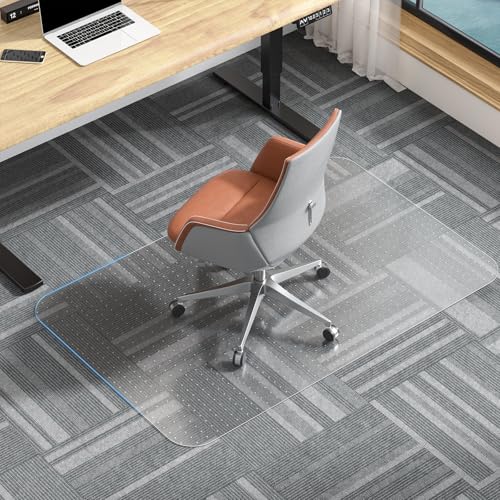 Office Chair Mat for Carpet, 55" X 36" X 0.09" Carpet Chair Mats, Clear and Thick Rolling Computer Chair Mat with Non-Slip Studded for Home and Office Low Pile Carpets - size: 55" X 36" Rectangle