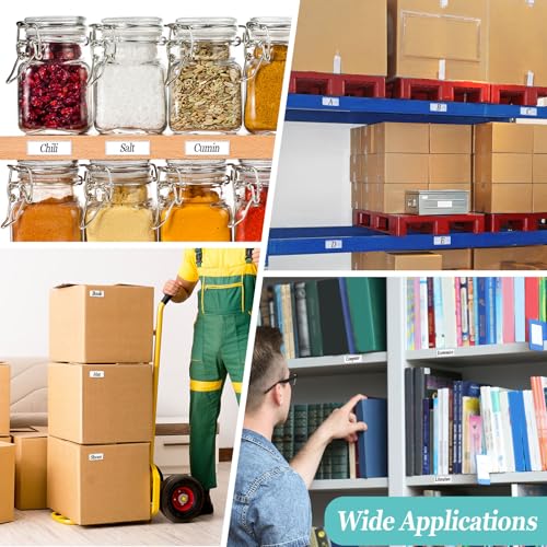 Jeyiour 100 Pcs Label Holders Adhesive Nameplate Pockets Storage Bin Labels Index Card Holder Shelf Plastic Peel Stick for Classroom Supermarket Bookshelf Library Student Box Drawer (2 x 0.6 Inch) - size: 2 x 0.6 Inch