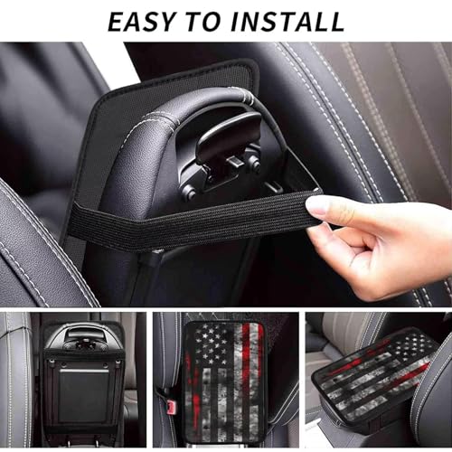 Car Armrest Box Pad American US Flags Car Center Console Cover Pad Black and Red Auto Armrest Cover for Most Vehicle, SUV, Truck Universal Arm Rest Cushion Pads - color: Flags