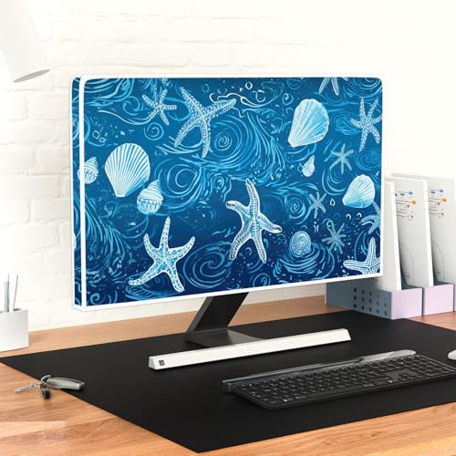 Blue Starfish Shell Waterproof TV Cover 45, 46, 47, 48 Inch Marine Weatherproof Television Screen Cover Sleeve Compatible with PC Desktop and TVs LED LCD OLED Anti-Static Dustproof Protective - color: blue, size: 45-48 Inch for tv cover