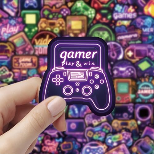 130PCS Neon Game Stickers Waterproof Video Game Gamer Stickers Cool Gaming Vinyl Decals for Laptop Skateboard Luggage Phone Case Water Bottles, Perfect Gifts for Teens Kids Adults