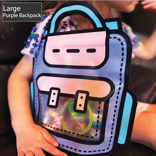 20 Pack Goodie Bags for Kids Birthday Party Supplies - Bulk Gift Bag for Favors, Food, and Candy with Resealable Ziplock Seal (Purple/Large) - color: Purple/Large