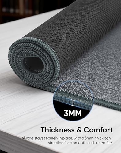 Reniteco Waterproof Large Gaming Mouse Pad with Durable Stitched Edges, Non-Slip Rubber Base, Grainy Jacquard Mouse Mat Desk Pad for Home Office Gaming, 31.5''x11.8''x0.12'', Matte Gray - color: Matte Gray, size: 31.5''x 11.8''x0.12"