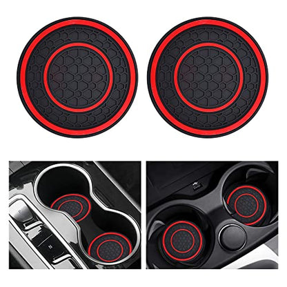 2 PCS Car Cup Holder Coaster,Car Coasters Cup Mats,2.75 Inch Universal Car Cup Coasters,Non-Slip Anti Dust Mats Cup Holder Insert Coaster, Suitable for Most Car Interior (Red) - color: Red