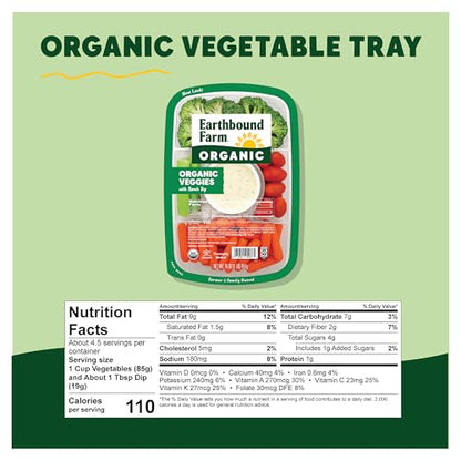 Earthbound Farm Organic Vegetable Tray with Ranch Dip 16oz