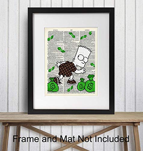 Graffiti Wall Art of Louis Vuitton - Bart Simpson Poster - Banksy Wall Artwork Set - LV Decor - Money Decorations Decor - Urban Decoration - Funny Street Art Mural for Alec Fans