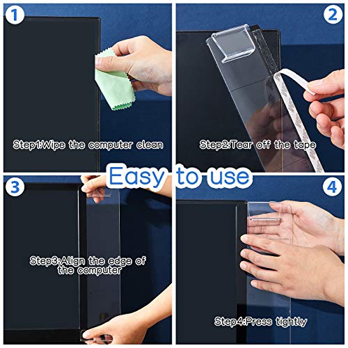 4 Pieces Computer Monitor Message Memo Board Transparent Message Panel Monitor Sticky Memo Note Board Phone Holder for Screen Computer Laptop Cabinets Office, Left and Right