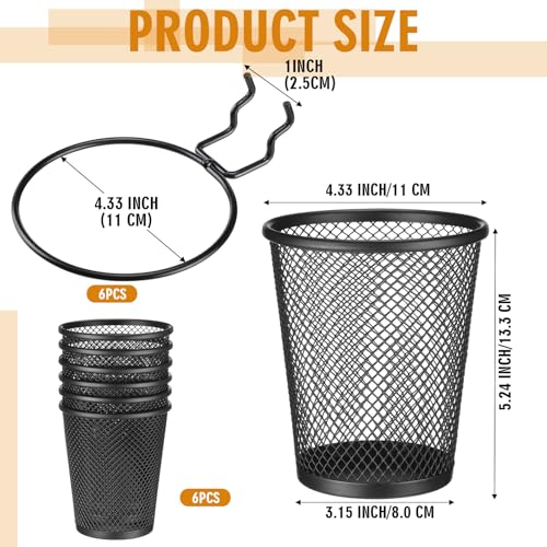 Spakon 6 Sets Pegboard Cups with Ring Hook, Peg Board Baskets Bin Holder Organizer Accessories Pegboard Pencil Cup Multipurpose Metal Pen Holder for Office Garage(Black,3.15x5.24x4.33'',Regular) - color: Black, size: 3.15x5.24x4.33'', style: Regular