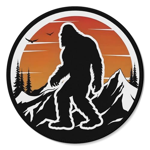 Boho Bigfoot Gifts Round Mousepad, Vintage Bigfoot Walk in The Jungle Forest Mountain Mouse Pads for Desk Home Office Computers Laptop Accessories, Funny Office Decor for Women, 7.9x7.9 Inch - color: 03 Color