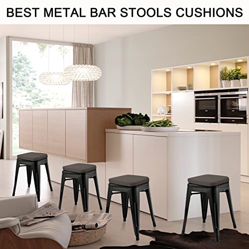 BUYUE Enhanced Anti-Slip Magnetic Bar Stool Cushion 1 Piece, Luxury PU Leather Waterproof Small Seat Cushion for Café Bistro Stackable Metal Stool (Square, Brown, 1) - color: Brown, style: Square-1 Pcs
