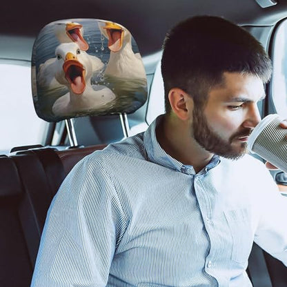 Dujiea 2 Pack Funny Animal Duck Car Headrest Covers, Universal Soft Car Seat Head Rest Protector, Vehicle Accessories Fabric Headrest Cover for Cars Vans Trucks - color: Funny Animal Duck