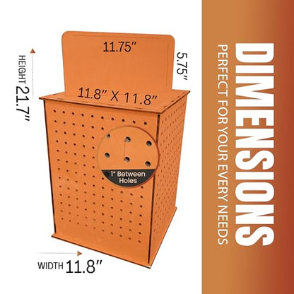 TORCHED DISPLAYS Rotating Display Stand | 22.5 x 16.76-inch | Rotating Organizer Wood Pegboard | Pegboard Display Stand for Craft Shows, Vendor Events, Jewelry, Accessories | Orange - style: Orange