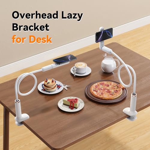 Magnetic Gooseneck Phone Holder for Bed, Flexible Long Arm Cell Phone Stand with Clamp Mount, 900° Rotation Overhead Phone Mount for Bedside, Headboard,Desk, Compatible with iPhone 17 Pro Max - size: 35.43'' Length-Magnetic