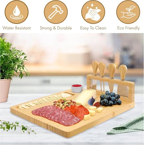 Personalized Cheese Board and Knife Set with Magnetic Holder, Serving Tray for Crackers, Meat, and Wine, Anniversary - style: Personalized Cheese Board Set with Magnet Hold