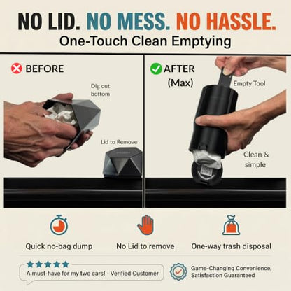 Trash Trapper Car Trash Can Cup Holder | Max Car Trash Can | Fits in Most Cupholders | 5.6" x 3.5" | Traps More & Empties Less, Patent-Pending Compaction, Holds Many Weeks Small Garbage, Black/Grey - color: Black/Grey, size: Max