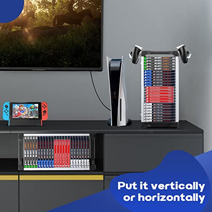 Nargos Video Game Storage Tower Universal for PS5/PS4/PS3/PS2/Xbox One/Xbox 360 And Xbox Series X/S/Wii/Switch/Switch 2 Game Cases, DVD And Blu-Ray Disks, Organizer Para Juegos, Regalo Gamer (23 Pcs) - size: 23 Pcs