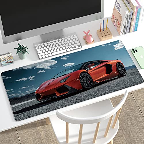 31.5x11.8 Inch Non-Slip Long Extended Large Gaming Mouse Pad with Stitched Edges XL Laptops Keyboard Mouse Mat(Lambo) - color: Lambo