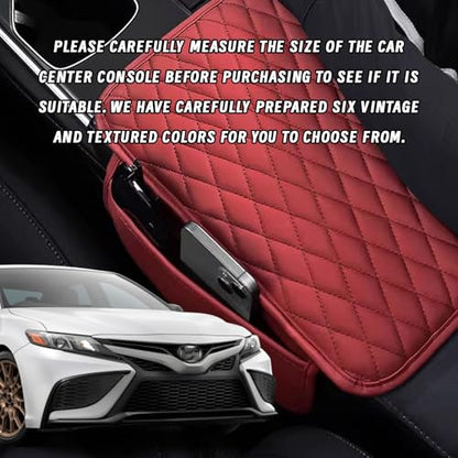 Car Center Console Cover, Upgraded Leather Arm Rest Cover for Car SUV, Car Middle Armrest Console Cover with 2 Storage Bags Scratch Resistant Waterproof Universal Car Accessories (Black) - color: Black