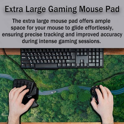 Greenery and Road Large Gaming Mouse Pad Lush Green Forests Natural Tree Long Mousepad Keyboard Mat for Desk,Office,Home 35.4"X15.7" - color: Greenery and road
