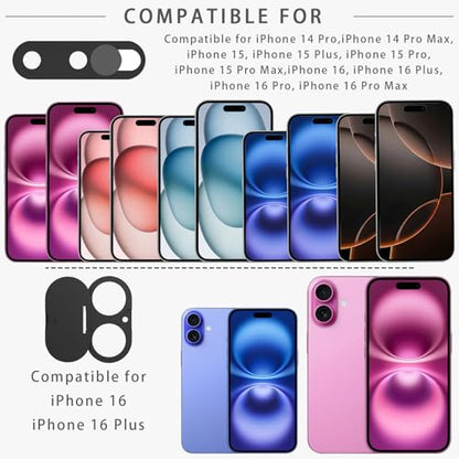 Front Camera Cover Compatible for iPhone 16/16 Plus with Rear Lens Cover,Protect Privacy and Security But Not Affect Facial Recognition (2Pack)-2025 Updated Version - size: 16/X16Plus