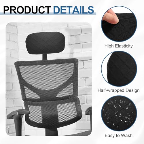 uxcell Office Chair Pillow Cover, Office Chair Headrest Attachment Mesh Removable Headrest Protector for Home Desk Computer Chairs, Black - color: Black