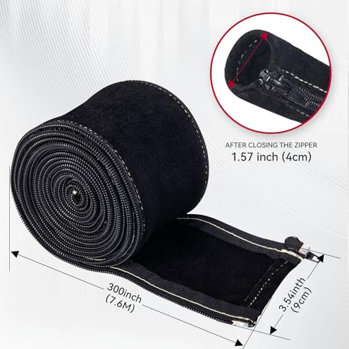 ARCCAPTAIN TIG Welding Torch Cable Cover, MIG Plasma Tig Torch Cover Resistant Leather with Zipper 7.6M (25FT) Length - size: 25 FT(7.6M)