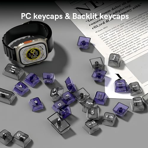 dagaladoo Clear keycaps,Transparent Keyboard keycaps,Jelly Key caps Set,Shine Through keycap,MDA Profile Keyboard caps for Mx Switches Mechanical Keyboard (Purple and Grey) - color: Purple and Grey