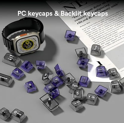 dagaladoo Clear keycaps,Transparent Keyboard keycaps,Jelly Key caps Set,Shine Through keycap,MDA Profile Keyboard caps for Mx Switches Mechanical Keyboard (Purple and Grey) - color: Purple and Grey
