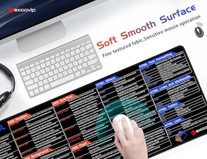 excovip CSS&HTML Commands Shortcuts Mouse Pad -80x30x0.2 cm Extended Large Cheat Sheet Mousepad PC Office Spreadsheet Keyboard Mouse Mat Non-Slip Stitched Edge 0485 - color: For CSS&HTML