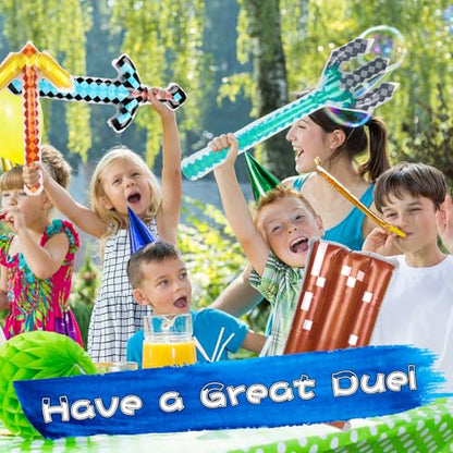 CCINEE 12PCS Inflatable Pixel Weapon Bulk Diamond Swords Axe Pickaxe Trident Shields For Cosplay Birthday Swimming Pool Beach Party Supplies