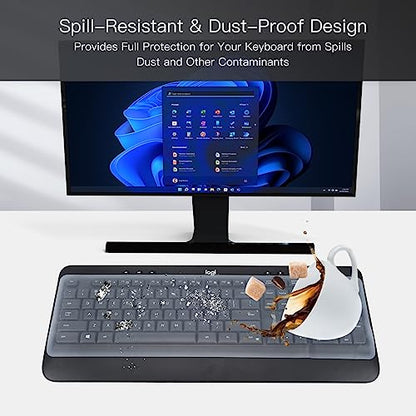 Universal Keyboard Cover Skin for Standard Size PC Computer Desktop Keyboard Ultra Thin Silicone Waterproof Dustproof Keyboard Cover Skin Protector, Clear (Size: 17.7" x 5.5") - size: 17.7" x 5.5"
