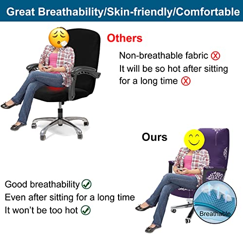 WOMACO Office Chair Covers, Stretch Computer Chair Cover with Armrest Covers, Universal Boss Chair Covers Modern Simplism Style High Back Chair Slipcover (Simple Love, Large) - color: 2-purple