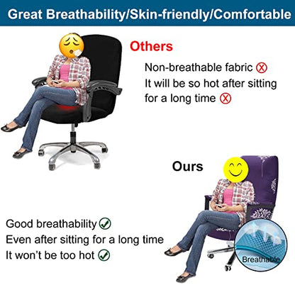 WOMACO Office Chair Covers, Stretch Computer Chair Cover with Armrest Covers, Universal Boss Chair Covers Modern Simplism Style High Back Chair Slipcover (Simple Love, Large) - color: 2-purple