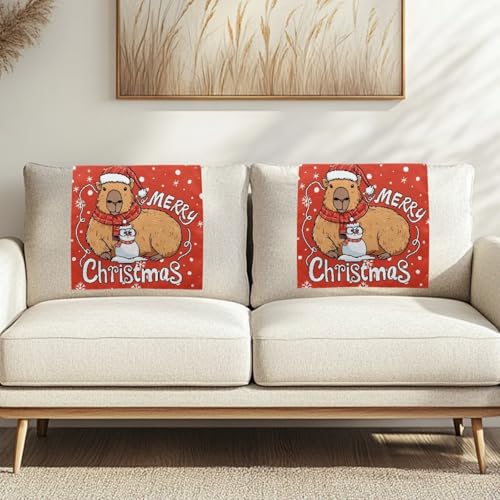 Capybara Recliner Headrest Protector Christmas Home Decorations Couch Headrest Covers Wrinkle Resistant Covers for Living Room 2 Pcs - color: Capybara Christmas
