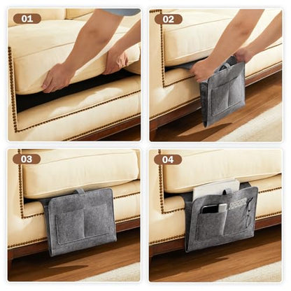 YOUDENOVA Bedside Caddy, Bedside Organizer for Dorm Room, Bunk Bed, Grey - color: Grey