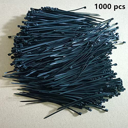 Zip Ties 1000 pcs 8 inch Cable Zip Ties, Premium Plastic Wire Ties with 40 LBS Tensile Strength, UV Resistant Cable Ties, Black Nylon Tie Straps - color: Black, size: 8 inch ( 4 x 200 mm )