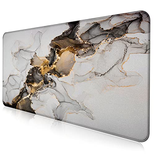 Large Expanded Marble Patterned Mouse Pad, Non Slip Rubber Keyboard Pad | Large Extended Mouse Pad; Full Desk Coverage; Waterproof Coating; Stable Anti-Slide Base For Gaming, Office, Study Daily Use - color: Marble