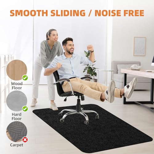 Office Chair Mat for Hardwood and Tile Floor, 55" x 35" Computer Chair Mat, Non-Slip Floor Protector, Under Desk Mat for Rolling Chair, Black - color: Slate Black, size: 55"x35"