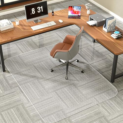 Office Chair Mat for Carpet, 48" X 60" X 0.09" Desk Chair Mat for Carpet Floors, Clear and Thick Rolling Computer Chair Mats with Non-Slip Studded for Home and Office Low Pile Carpets - size: 48" X 60" Rectangle