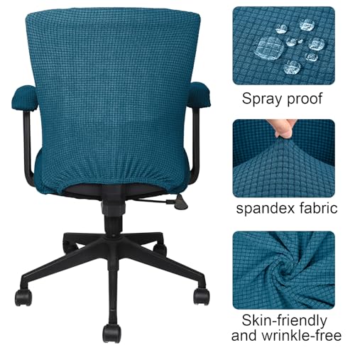 Tallew 4 Pcs Office Chair Covers Set Computer Universal Protective Stretchable Chair Seat Covers Desk Armrest Slipcovers Pads Office Cushion Backrest for Rotating (XL,Emerald Green) - color: Emerald Green