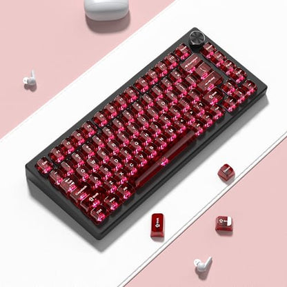 dagaladoo Clear keycaps,Transparent Keyboard keycaps,Jelly Key caps Set,Shine Through keycap，MDA Profile Keyboard caps for Mx Switches Mechanical Keyboard(Dark Red) - color: Dark Red